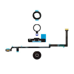 Apple iPad Air - Tlačidlo Domov + Flex Kábel + Držiak + Plastový Krúžok + Tesnenie (Black)