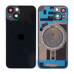 Apple iPhone 14 - Sklo Zadného Housingu + Sklíčko Kamery + Kovový Pliešok + Magsafe Magnet (Midnight)