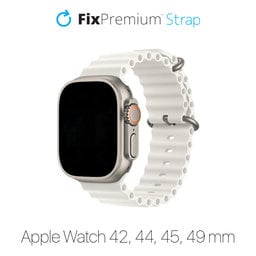 FixPremium - Remienok Ocean Loop pre Apple Watch (42, 44, 45 a 49mm), biela
