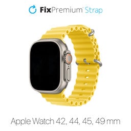 FixPremium - Remienok Ocean Loop pre Apple Watch (42, 44, 45 a 49mm), žltá