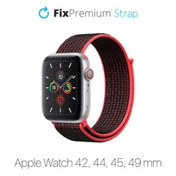 FixPremium - Nylonový Remienok pre Apple Watch (42, 44, 45 a 49mm), červená
