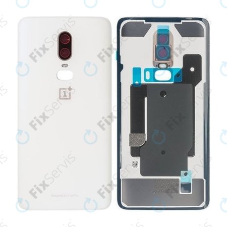 OnePlus 6 - Batériový Kryt + Sklíčko Zadnej Kamery (Silk White) - 1071100109 Genuine Service Pack