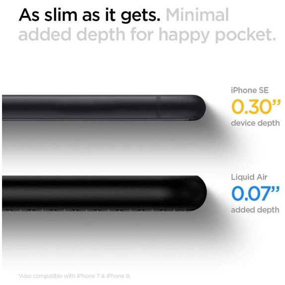 Spigen - Puzdro Liquid Air pre iPhone 7, 8, SE 2020 & SE 2022, čierna