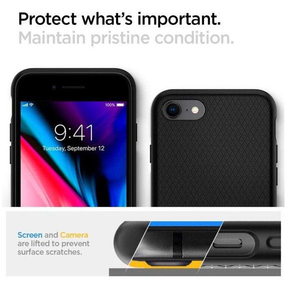 Spigen - Puzdro Liquid Air pre iPhone 7, 8, SE 2020 & SE 2022, čierna