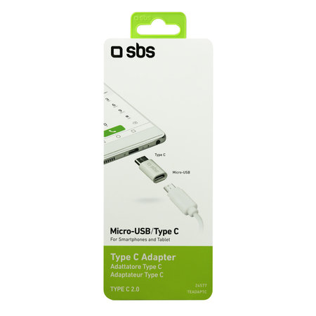 SBS - Adaptér Micro-USB / USB-C, biela