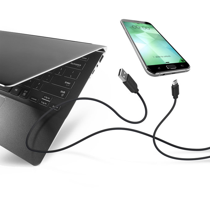 SBS - Micro-USB / USB Kábel (2m), čierna