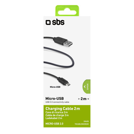 SBS - Micro-USB / USB Kábel (2m), čierna
