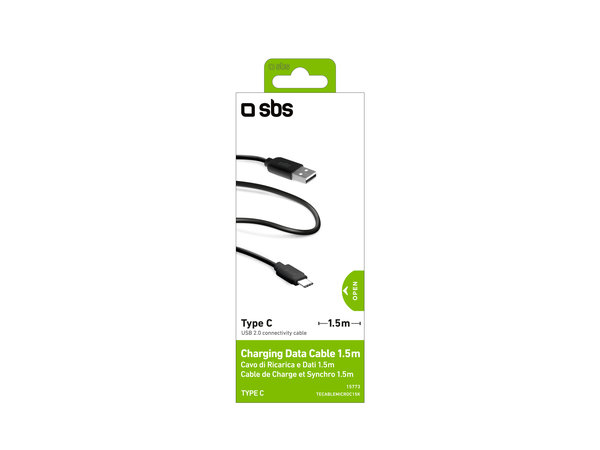 SBS - USB-C / USB Kábel (1.5m), čierna