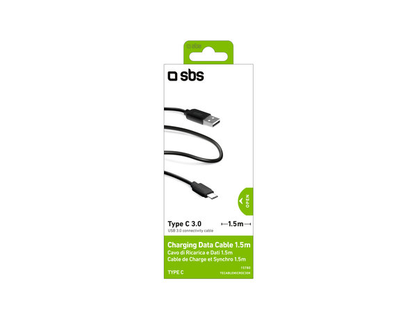 SBS - USB-C / USB Kábel (1.5m), čierna