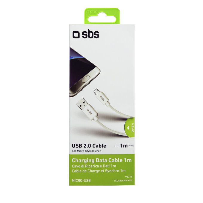 SBS - Micro-USB / USB Kábel (1m), biela