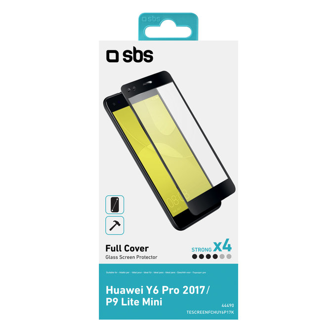 SBS - Tvrdené sklo Full Cover pre Huawei Y6 Pro 2017/P9 Lite Mini, čierna