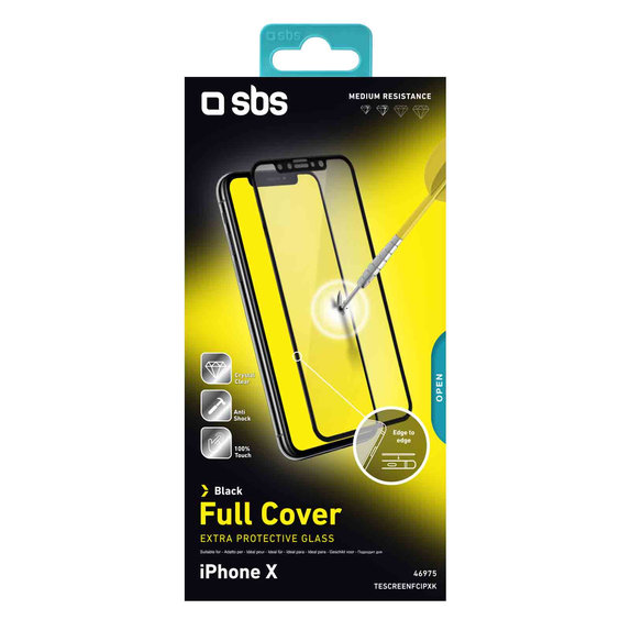 SBS - Tvrdené Sklo Full Cover pre iPhone X, XS a 11 Pro, čierna