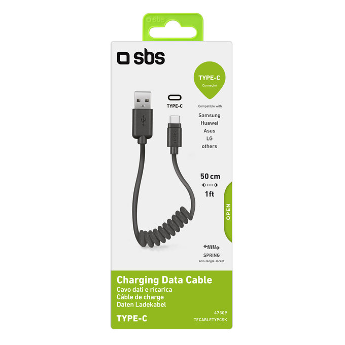 SBS - USB-C / USB Kábel (0.5m), čierna