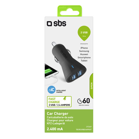 SBS - Autonabíjačka 2x USB, 2.4A, čierna