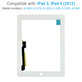 Dotykové sklo s tlačidlom domov pre iPad 3, iPad 4, White