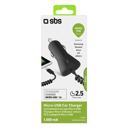 SBS - Autonabíjačka USB, Micro-USB, 1A, čierna
