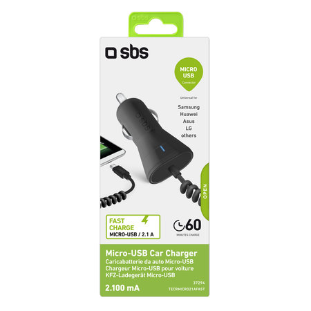 SBS - Autonabíjačka Micro-USB, 2.1A, čierna