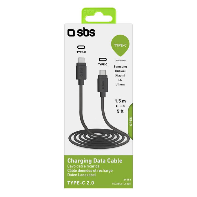 SBS - USB-C / USB-C Kábel (1.5m), čierna
