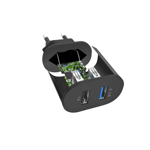 SBS - 10W Nabíjací Adaptér 2x USB, čierna