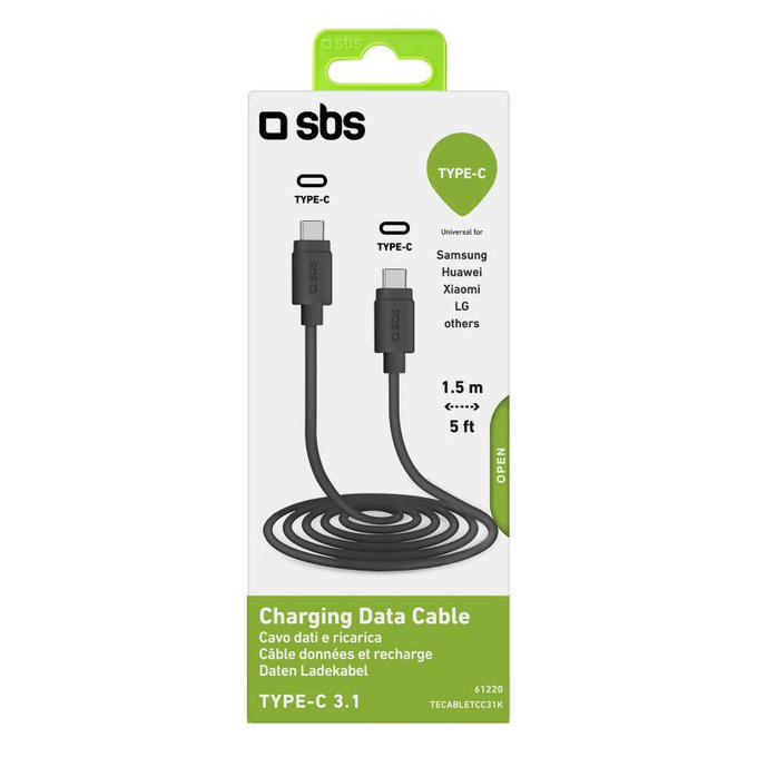 SBS - USB-C / USB-C Kábel (1.5m), čierna