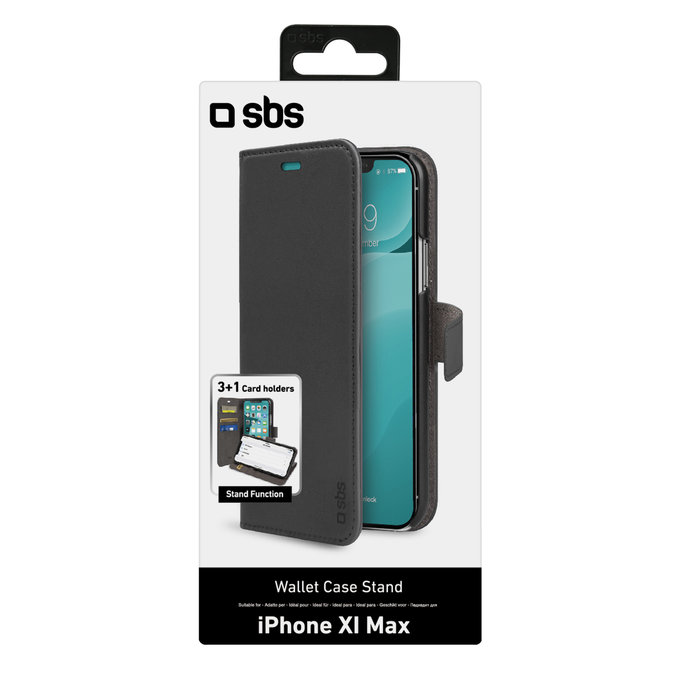 SBS - Puzdro Wallet Stand pre iPhone 11 Pro Max, čierna