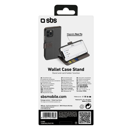 SBS - Puzdro Wallet Stand pre iPhone 11 Pro Max, čierna