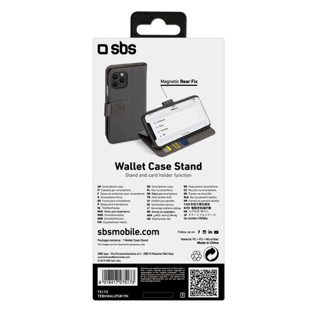 SBS - Puzdro Wallet Stand pre iPhone 11 Pro, čierna