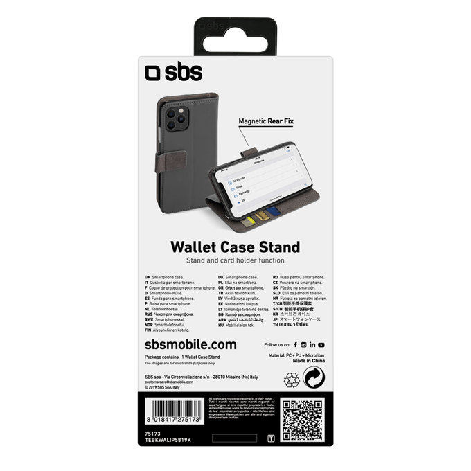 SBS - Puzdro Wallet Stand pre iPhone 11 Pro, čierna