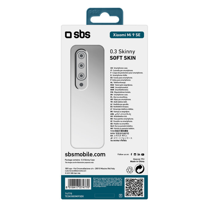 SBS - Puzdro Skinny pre Xiaomi MI 9 SE, transparentná