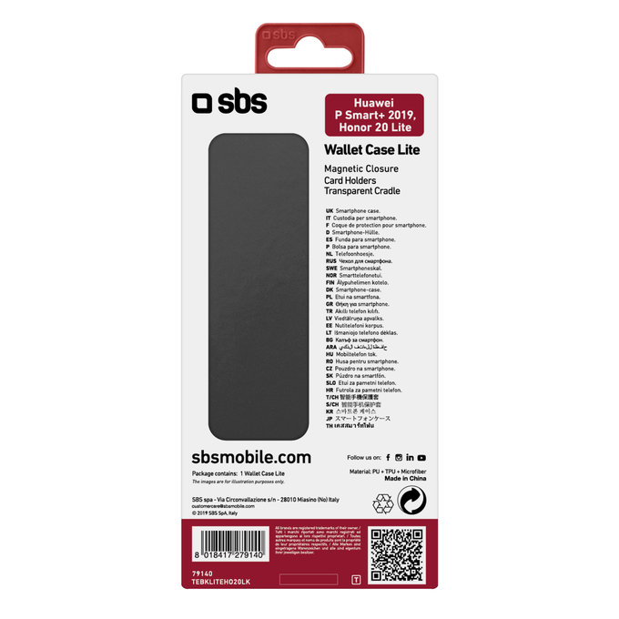 SBS - Puzdro Book pre Honor 20 Lite/Huawei P Smart+ 2019, čierna