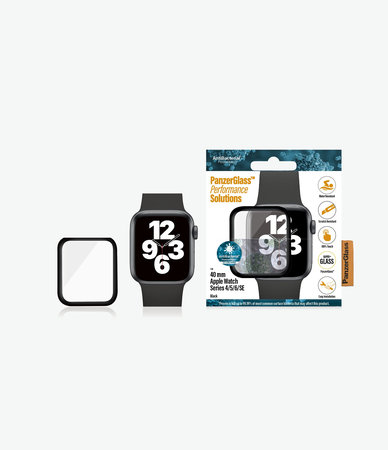 PanzerGlass - Tvrdené Sklo Full Silicone pre Apple Watch Series 4, 5, 6, SE (1st gen) a SE (2nd gen) 40mm, čierna