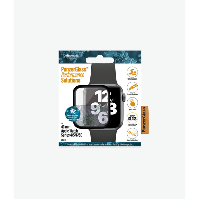 PanzerGlass - Tvrdené Sklo Full Silicone pre Apple Watch Series 4, 5, 6, SE (1st gen) a SE (2nd gen) 40mm, čierna