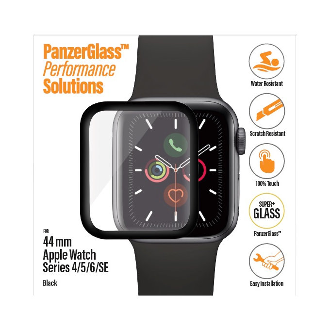 PanzerGlass - Tvrdené Sklo Full Silicone pre Apple Watch Series 4, 5, 6, SE (1st gen) a SE (2nd gen) 44mm, čierna