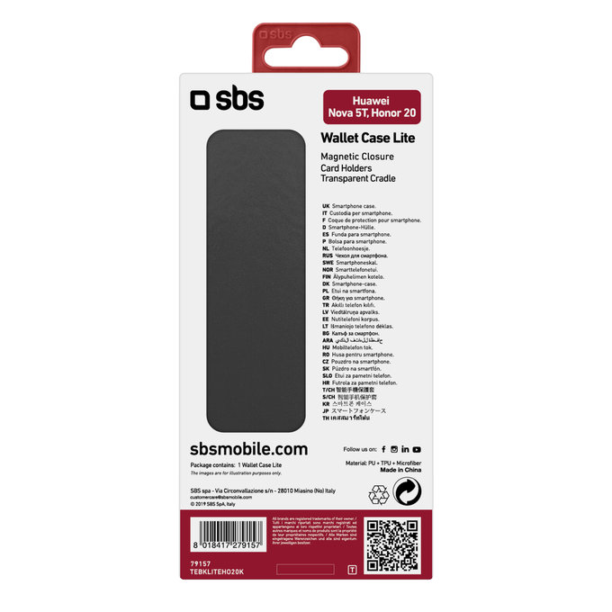 SBS - Puzdro Book Wallet Lite pre Honor 20, Huawei Nova 5T, čierna