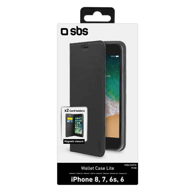 SBS - Puzdro Book Wallet Lite pre iPhone 6, 6s, 7, 8, SE 2020 a SE 2022, čierna