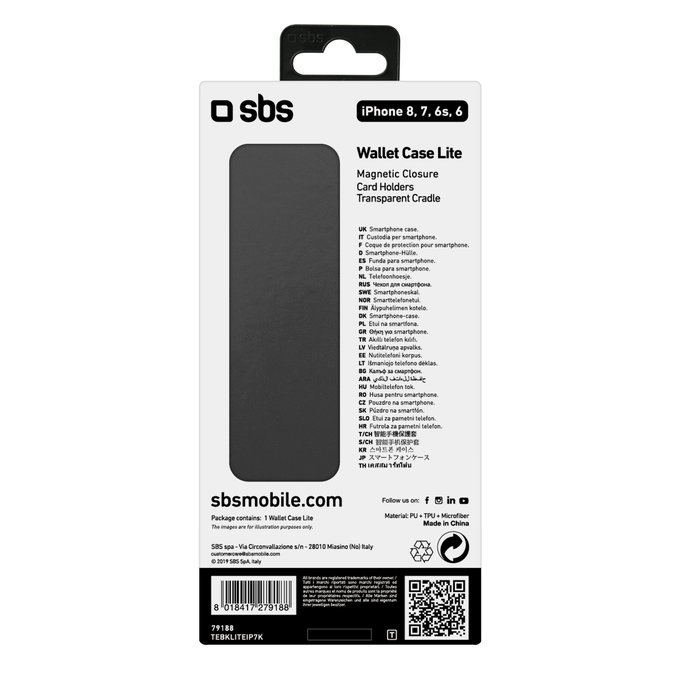 SBS - Puzdro Book Wallet Lite pre iPhone 6, 6s, 7, 8, SE 2020 a SE 2022, čierna