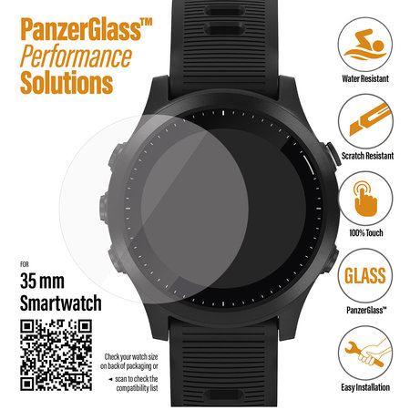 PanzerGlass - Univerzálne tvrdené sklo Flat Glass pre smartwatch (35 mm), transparentná