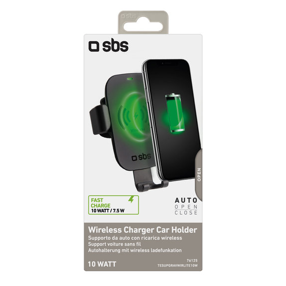 SBS - Držiak do Auta Gravity s Bezdrôtovým Nabíjaním, 10W, Qi, black