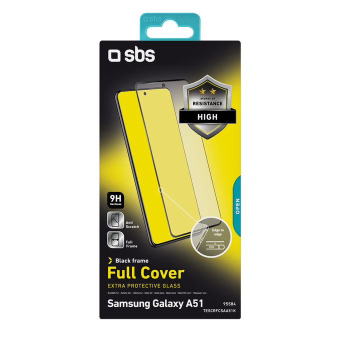 SBS - Tvrdené Sklo Full Cover pre Samsung Galaxy A51, A52 a A52 5G, čierna