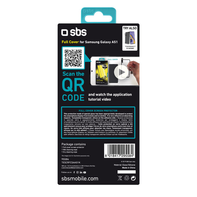 SBS - Tvrdené Sklo Full Cover pre Samsung Galaxy A51, A52 a A52 5G, čierna