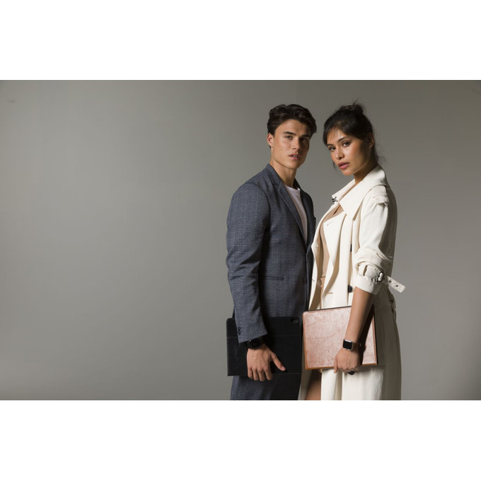 MODE - Kožený náramok Bornholm pre Apple Watch 44 mm, tmavohnedá/strieborná