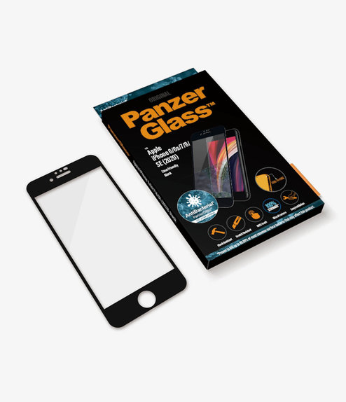 PanzerGlass - Tvrdené Sklo Case Friendly AB pre iPhone 6, 6s, 7, 8, SE 2020 a SE 2022, čierna