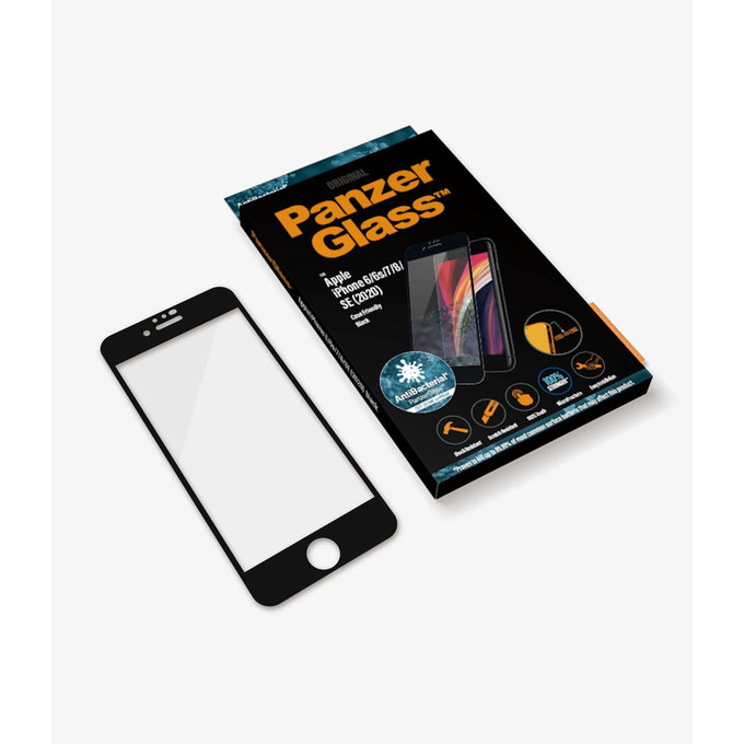 PanzerGlass - Tvrdené Sklo Case Friendly AB pre iPhone 6, 6s, 7, 8, SE 2020 a SE 2022, čierna