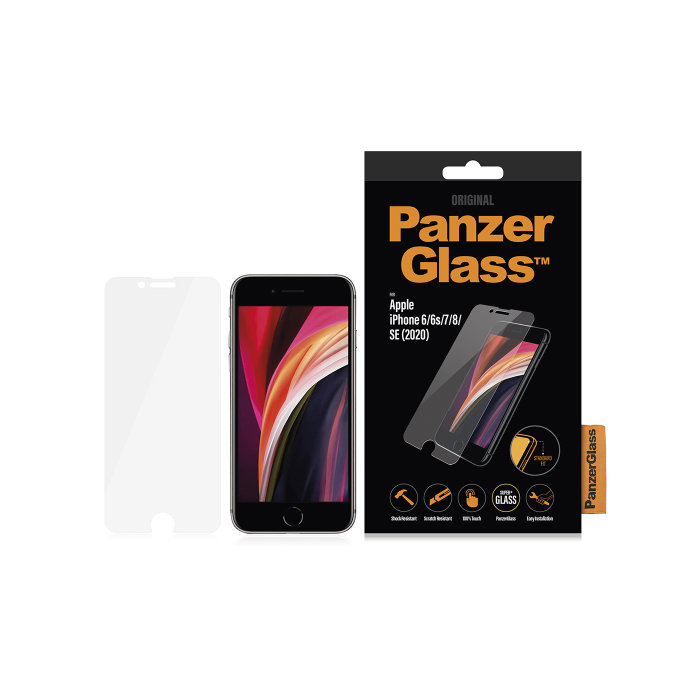 PanzerGlass - Tvrdené Sklo Standard Fit pre iPhone SE 2020, 8, 7, 6s, 6, transparentná