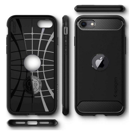 Spigen - Puzdro Rugged Armor pre iPhone SE 2020 & SE 2022, čierna