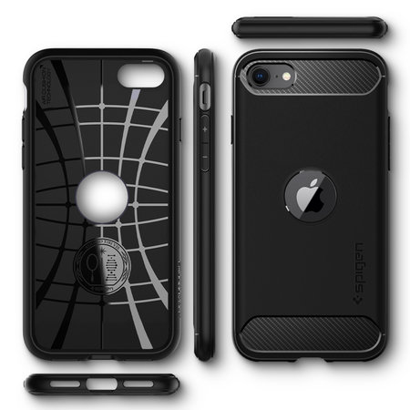 Spigen - Puzdro Rugged Armor pre iPhone SE 2020 & SE 2022, čierna