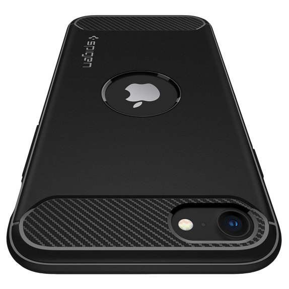 Spigen - Puzdro Rugged Armor pre iPhone SE 2020 & SE 2022, čierna