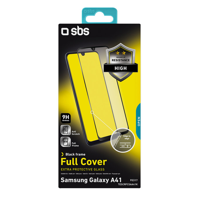 SBS - Tvrdené Sklo Full Cover pre Samsung Galaxy A41, čierna