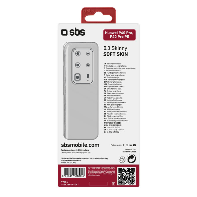 SBS - Puzdro Skinny pre Huawei P40 Pro, P40 Pro, transparentná