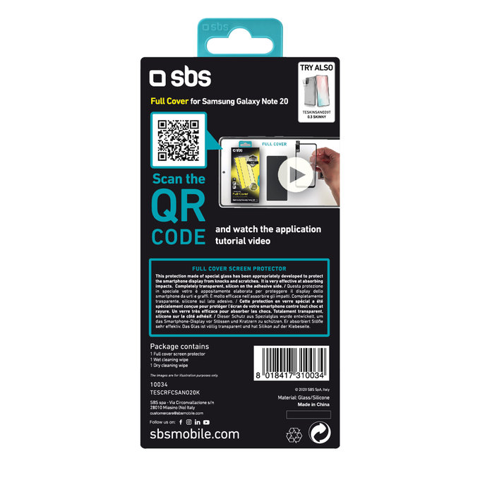 SBS - Tvrdené Sklo Full Cover pre Galaxy Note 20, čierna